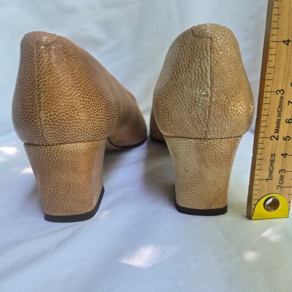 NEW Vtg Enzo Angliolini Square-Toe 9N Deadstock Tan Leather Textured Old Money - Picture 10 of 10